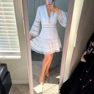 White mini eyelet dress similar inspired by lovelorn zimmermann dress.